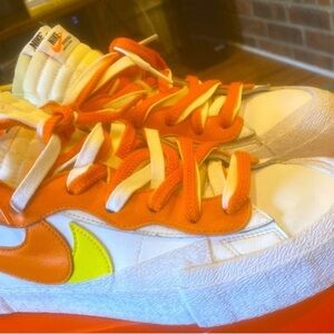 Nike Kids' Vibrant Orange and Neon Yellow Sneakers